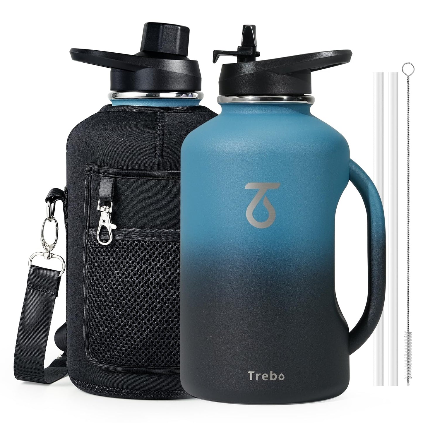 64oz Insulated Water Bottle with Handle (Indented)