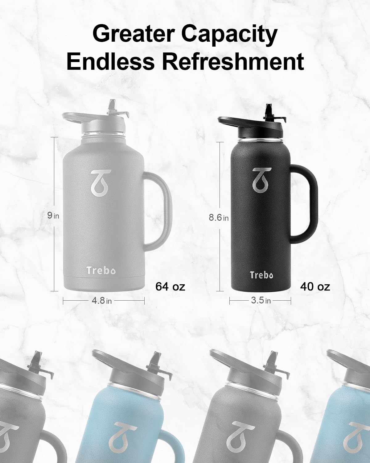 40oz Insulated Water Bottle with Handle