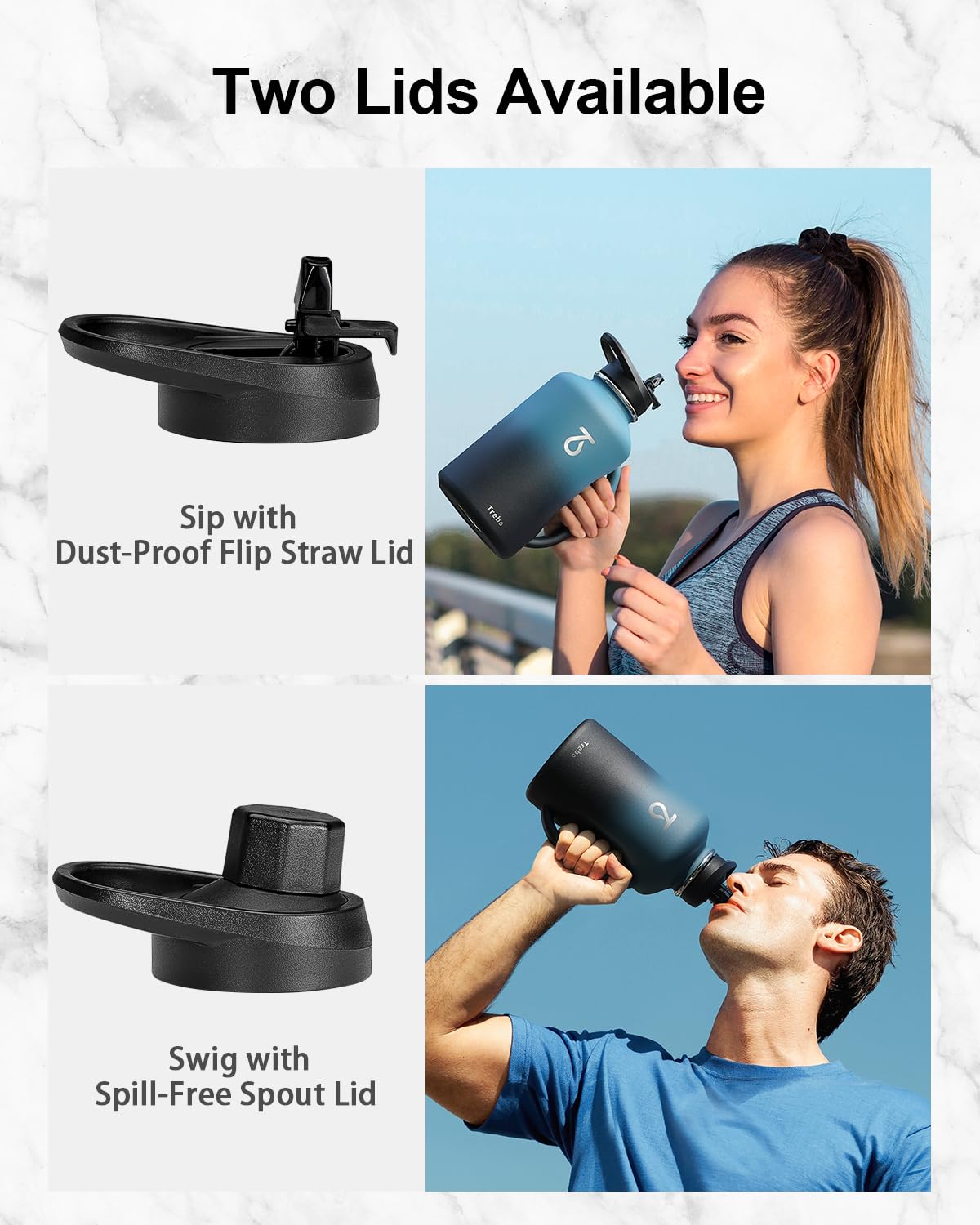 64oz Insulated Water Bottle with Handle (Indented)