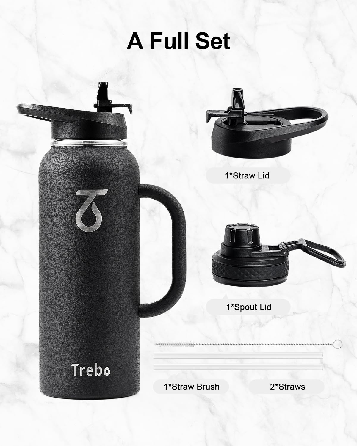 40oz Insulated Water Bottle with Handle